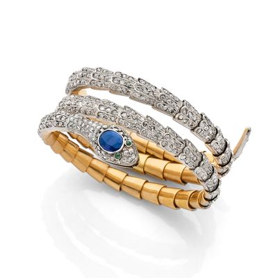 un bracelet « serpent » en saphir et diamants, signé Cartier