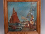an image of a painting of a sailboat on a body of water
