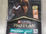 a bag of purina pro plan small and mini adult dry dog food