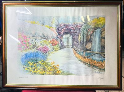 une photo d'un tableau représentant un jardin fleuri