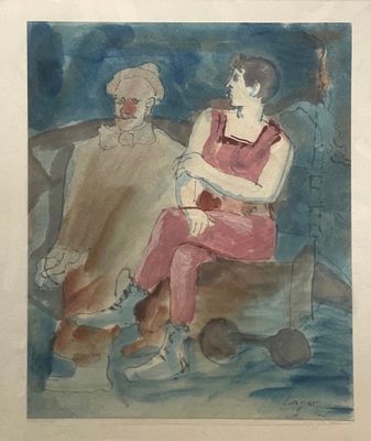 tableau représentant un homme et une femme assis sur un canapé