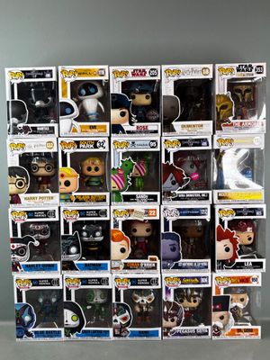 a lot of funko pop vinyl figures on display