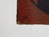 a painting of a black cat on a red background