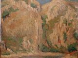 une image représentant un tableau d'un château situé sur une montagne