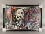 painting of a woman holding a camera in front of her face