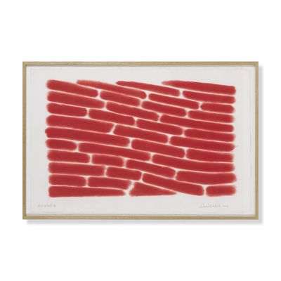 a painting of red bricks on a white background