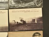several old black and white photos of a plane and other things