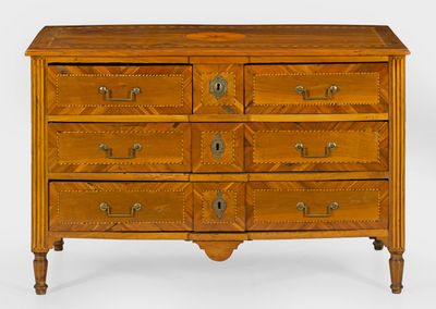 an image of a wooden chest of drawers on a white background