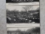 une vieille photo en noir et blanc d'un cimetière avec une église en arrière-plan