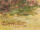 an oil painting of a tree in a field with the word ecopendale written on it