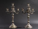 pair of antique silver plated candelabs with candlesticks