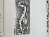 an open book with a drawing of a man in a robe