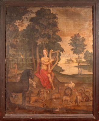 ÉCOLE DU XVIIe SIÈCLE : "Orphée jouant de la lyre et charmant les anim - Photo 1