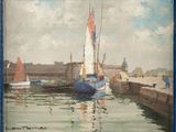 une peinture d'un voilier dans l'eau