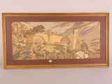 framed picture of a painting of a man and a woman in a landscape