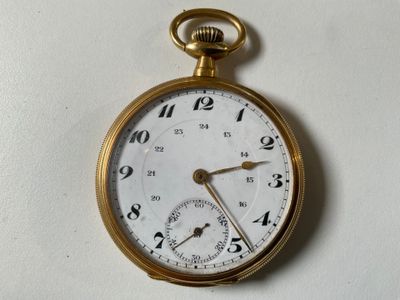 Montre de poche chronomètre en or jaune 18K, avec cuvette et…