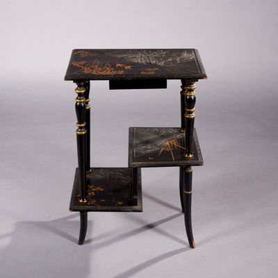 an image of a side table with two shelves on each side