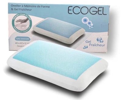 Lot de 2 oreillers ergonomiques Eco Gel à Mémoire de Forme a…
