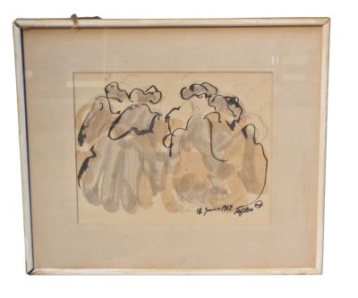 une image représentant un dessin d'un groupe de personnes alignées