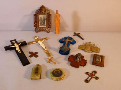 a lot of religious items that are on the table
