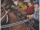 a painting of a man riding a horse with a woman on it