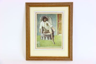 tableau représentant une femme assise sur une chaise dans une pièce