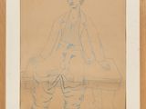 an image of a drawing of a man sitting on a bench