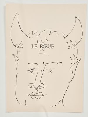 un dessin en noir et blanc représentant le visage d'un homme avec des cornes