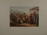 une peinture représentant un groupe de personnes assises autour d'une table