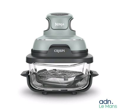 a close up of a food processor on a white background