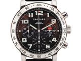 Montre chronographe Chopard pour homme, avec cadran noir et bracelet en caoutchouc noir