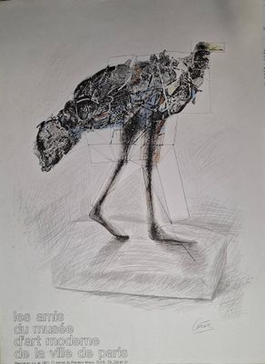 dessin représentant une autruche debout sur une surface blanche