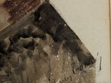 a drawing of a piece of cake on a table