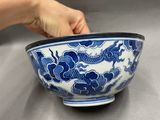 chinese blue and white porcelain bowl with dragon design