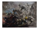 an image of a painting of a group of people riding horses