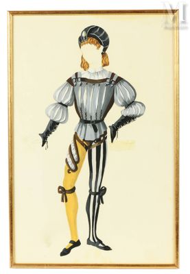 une image représentant un tableau d'une femme en costume