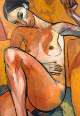 Cédric MARACHIAN, Le Chat, nu féminin, huile sur toile signé… - Photo 1