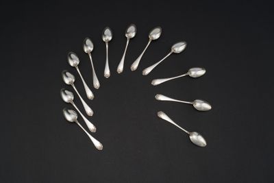 Suite de douze petites cuillères en argent 925‰ de forme vio… - Photo 1