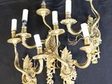 pair of antique brass wall sconces with flowers and leaves