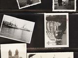 plusieurs vieilles photos en noir et blanc représentant des personnes et des bateaux dans un port