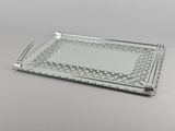 plateau de service rectangulaire en verre avec motif géométrique
