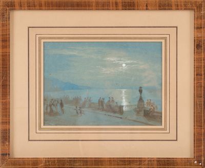 an image of a painting of a beach scene with people on it