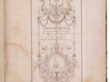 an old book with a drawing of a chandelier on it