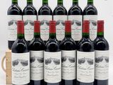 six bouteilles de vin rouge sont alignées