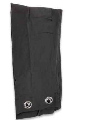the pants are black and have silver buttons on them