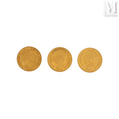 trois pièces d'or, dont une souveraine et une autre souveraine