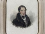 portrait d'un homme en costume-cravate, dans un cadre blanc