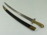 pair of two swords with brass fittings on a white surface
