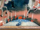 a painting of a man riding a horse in a circus