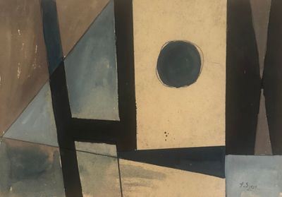 a painting of a birdhouse with a hole in it